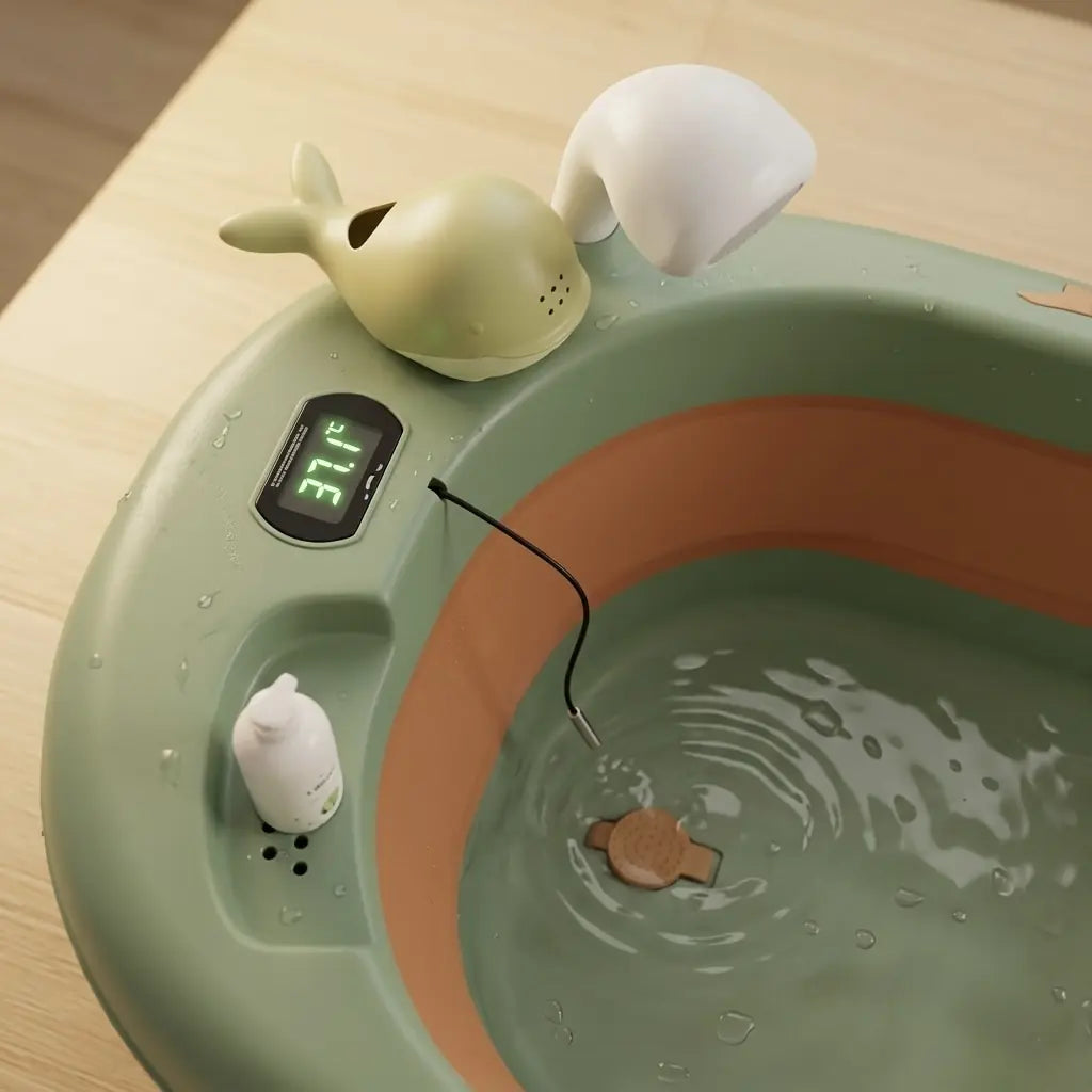 BAÑERA PLEGABLE PARA BEBÉ CON TERMÓMETRO